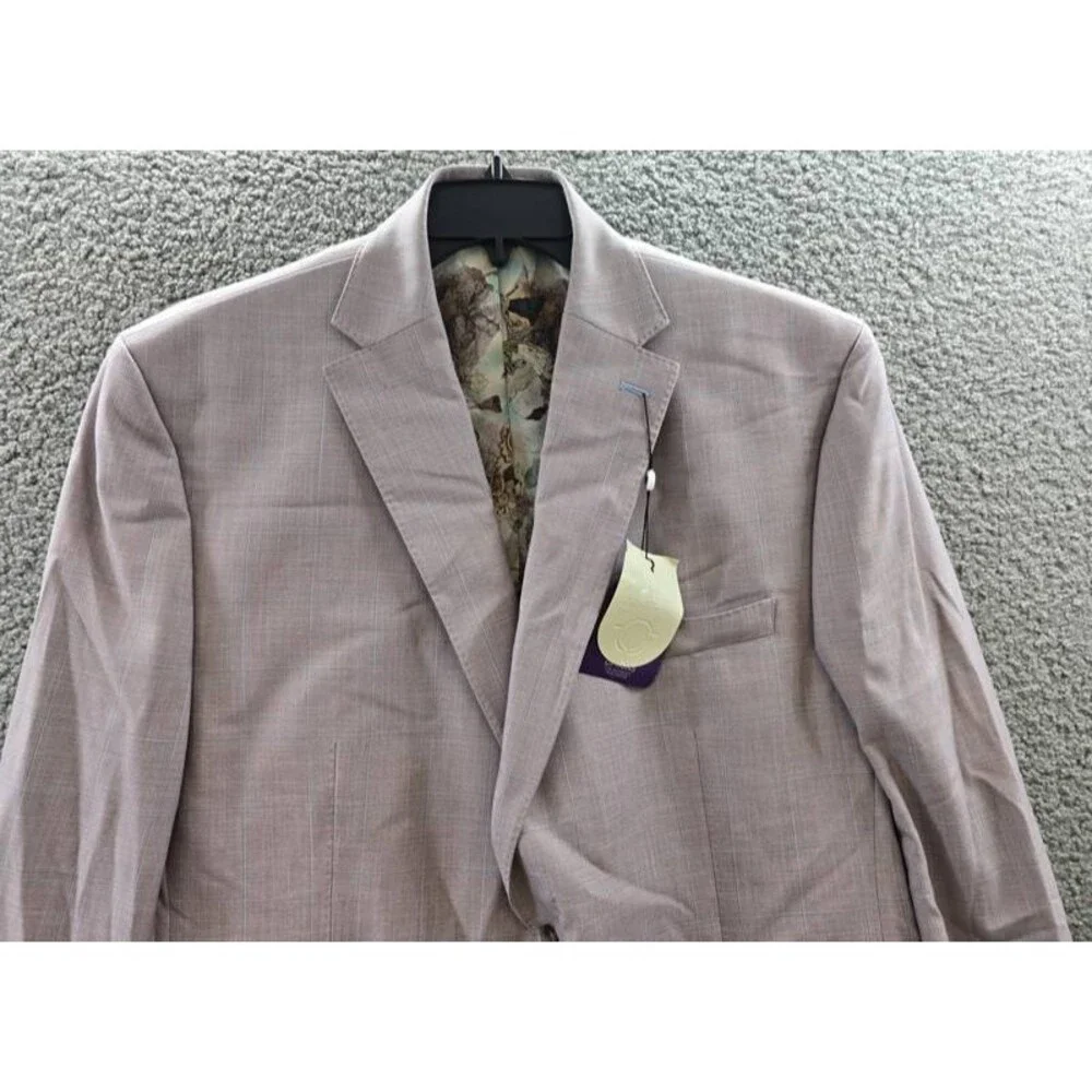 Tayion Regular-Fit Suit Jacket Men's 46R Pink Notch Lapel Front Button Closure
